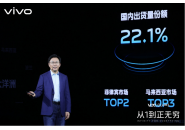 出货量份额22.1%，vivo高端手机国内市场份额排名前三