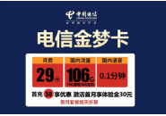 电信29元流量卡，电信金梦卡套餐资费介绍